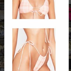 ORANGE CREAM PLAID BIKINI XS NEVER WORN MOTEL BRAND